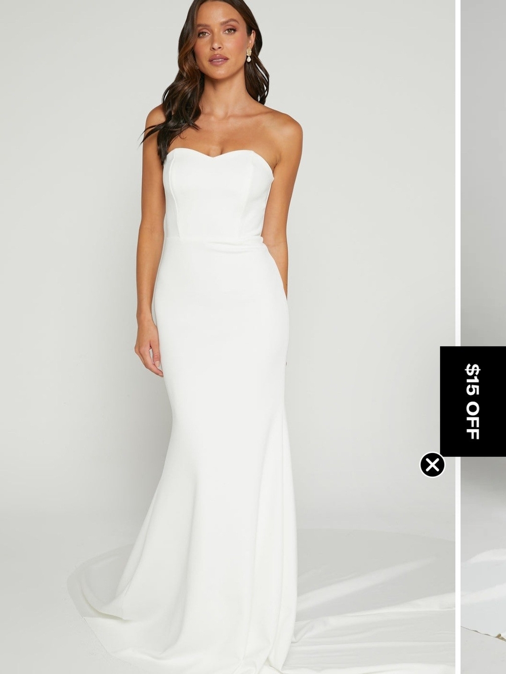 Strapless Sweetheart White Evening Gown